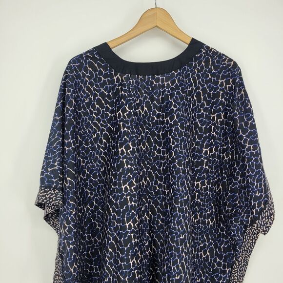 NEW Proenza Schouler xs/s silk-blend kaftan black blue leopard print resortwear - Picture 9 of 10